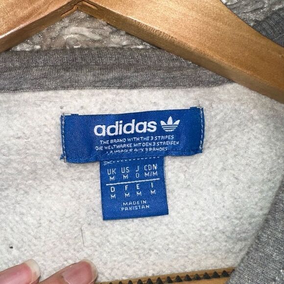 Bundle 2 Men’s Medium Adidas Logo Hoodie and Crewneck Pullover - grey color - Picture 8 of 9